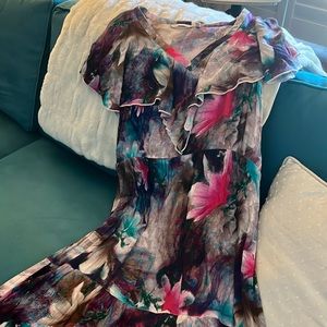 Soft Surroundings floral dress size M. Drapey, flows neckline. Over the head.